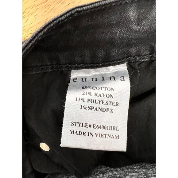 Eunina Women’s Clara Skinny Cropped Jeans Distressed Faded Black Size 11 - Picture 10 of 10